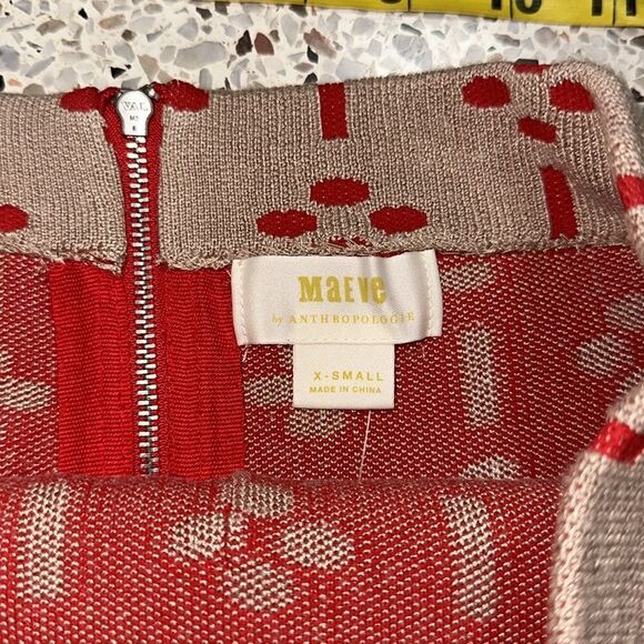 NWT Anthropologie Maeve quant mini a line orange geo print skirt knit XS - Picture 6 of 9